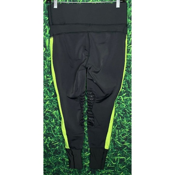 TuffRider Women’s Marathon Riding Horse Tights Breeches Medium Gray Neon Yellow - Picture 3 of 4